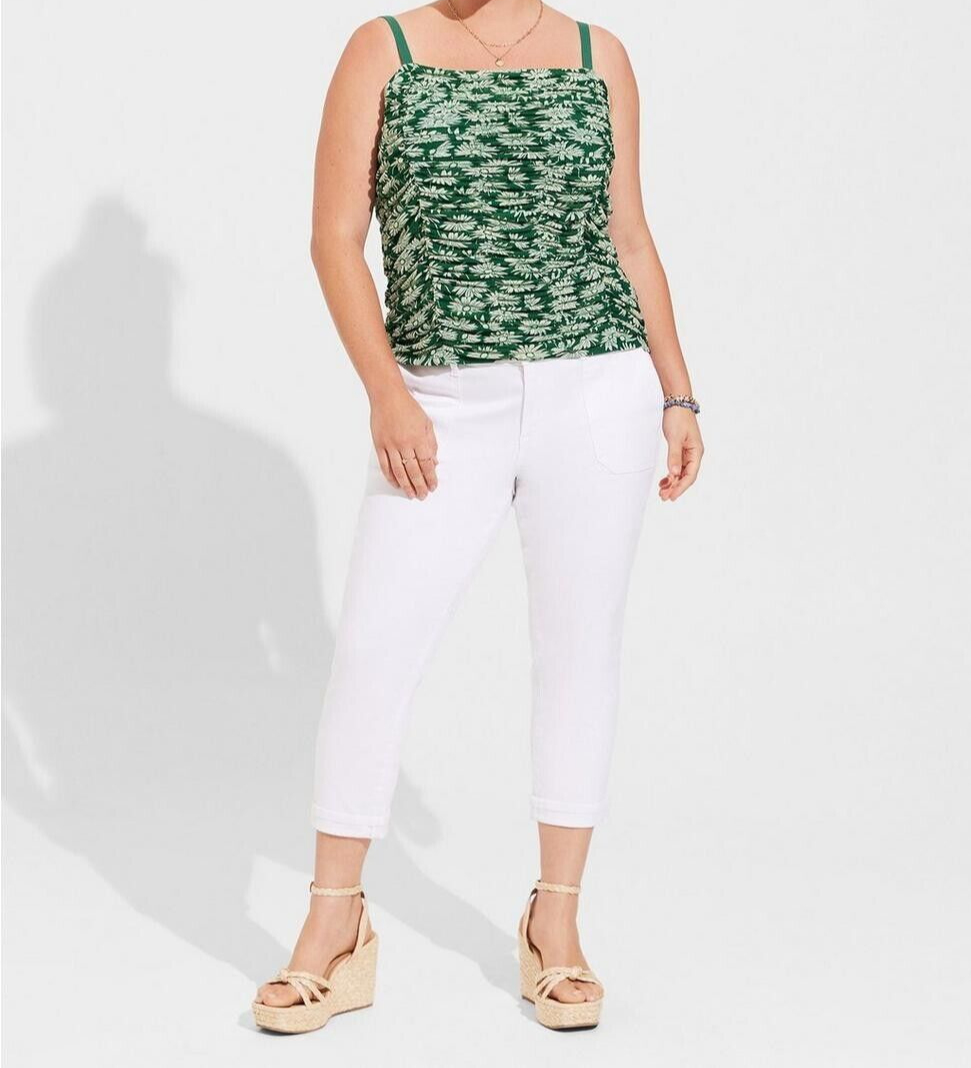 Torrid Stretch Mesh Cropped Shirred Cami Top Green 00 M L 10