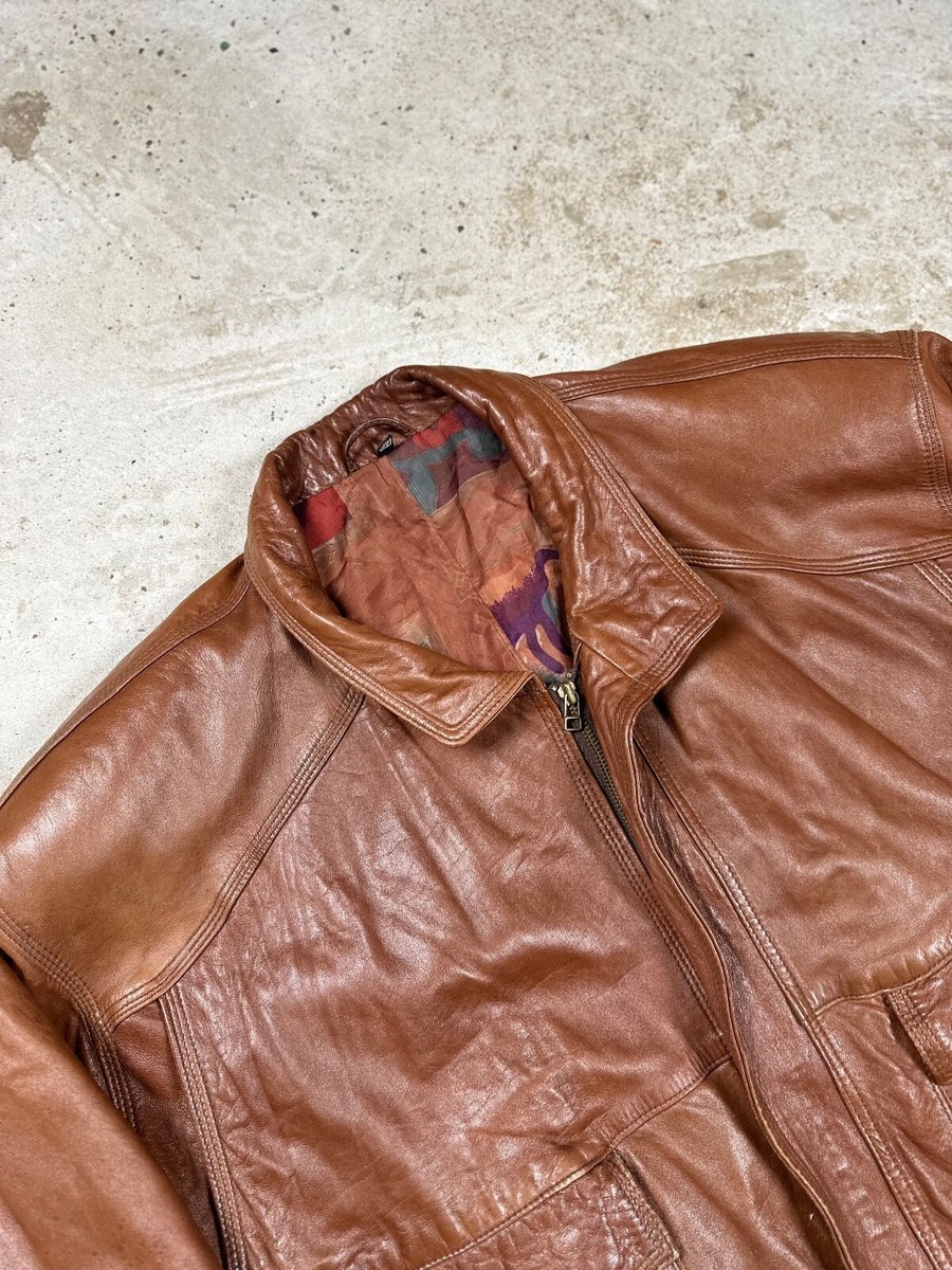 ジャケット・アウター 90sVintage Leather Bomber Jacket Archive Women's Fashion 90s Leather Jacket Oversized Brown Bomber Jacket