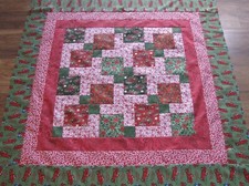 Patchwork Quilt Top "Christmas 9" PIECED Bed, Lap,Wall, Sofa 45X45 USA Homemade