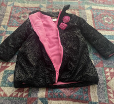 PENELOPE MACK LTD. GIRL COAT SIZE 6X black pink flowers and lining