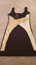 BNWT QUONTUM : Sexy Black & Gold Mini Dress BODYCON Size 8 / Small 