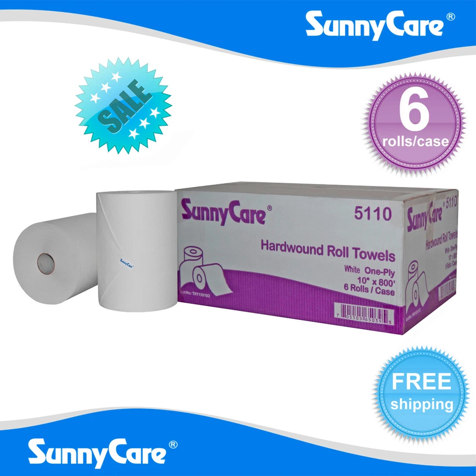 Rollos de toallas de papel SunnyCare® #5110 blanco de 10" rollo de 800' - 6 / estuche 