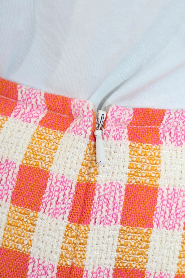 Falda lápiz Emanuel Emanuel Ungaro para mujer guinga cremallera trasera forrada naranja talla 4 Foto 4 de 4