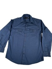 JF J.Ferrar Mens Dress/Casual Shirt LARGE 16-16 1/2 Navy Blue Long to 3/4 Sleeve