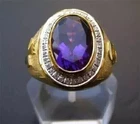 4.00 Ct Men's Bishop Ring Simulated Oval Cut Amethyst 14k Yellow Gold Plated