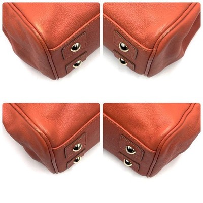 Mulberry Bayswater Leather Tote Bag Turn Lock Handbag Orange Large