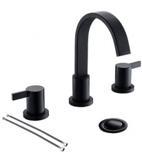 Phiestina Black Waterfall Widespread 8 Inch 3Holes 2 Handles Bathroom Faucet NEW