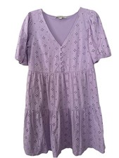 Loft Lavender Easter Dress Babydoll Eyelet Knot SZ XS lined Inv#48