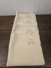 Set Of 4 Mr. Tablecloth Table Napkins 17 X 17" Off White Embroidered Pink Floral