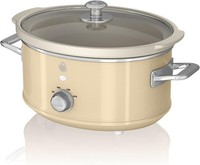 Swan SF17021CN Retro Slow Cooker 3.5L – 3 Temp Settings, Keep Warm – Cream