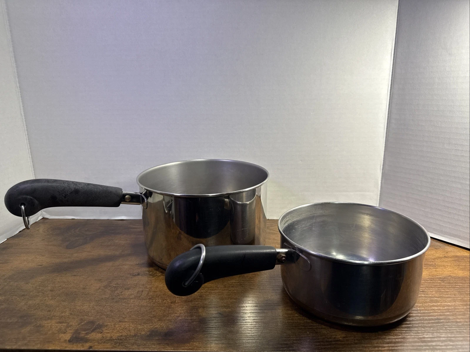 Set of 2 - Vintage Revere Ware Copper Clad Bottom Pans 1 1/2QT & 3QT w/o Lids
