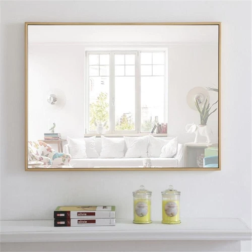 Elegant Decor Monet 32" x 24" Rectangle Metal Frame Mirror in Brass - Picture 8 of 12