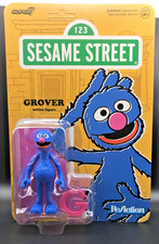 New Super7 Sesame Street Grover 3 3/4" Reaction Action Figure Unpunched