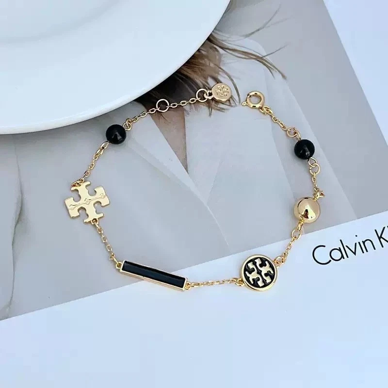 ¡Nuevo! Brazalete Tory Chapado en Oro Negro Logo TB con Bolsa de Joyería Tamaño:22 cm Foto 2 de 2