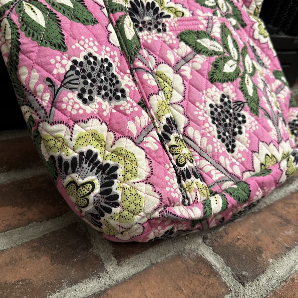 Vintage Vera Bradley PRISCILLA PINK East West Tote Pinks Green Petal Paisley Y2K View 2