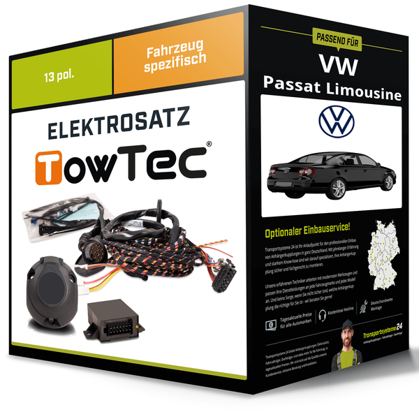 Elektrosatz 13-Pol Spezifisch für VW Passat Limousine 10.2000-02.2005 NEU Towtec-image