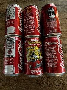 Lot of 6 Coca-Cola Promotional Cans 80s 90s