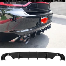 For Dodge Charger R/T SE SXT 2015-2023 Rear Bumper Diffuser Lip Gloss Black ABS