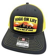 High On Life And Weed Funny Patch Richardson 112 Trucker Hat Cap Snapback
