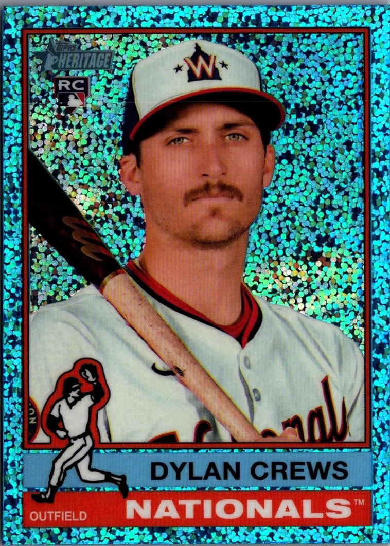 2025 Topps Heritage Chrome Light Blue Sparkle Refractors #247 Dylan Crews RC