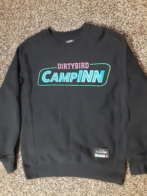Dirtybird Campinn Black Heavy Fleece Pullover Sweatshirt Ribbed Music Sz Large 