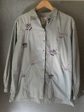 Bobbie Brooks Blouse sz XL Embroidered Tea Ti...