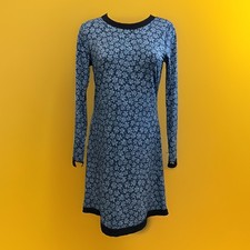 MICHAEL KORS Blue Indigo Floral Dress Long Sleeves Size Petite Medium Back Zip