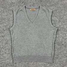 Vintage Jantzen USA Sweater Vest Mens Size L Gray V Neck Knit Made in USA