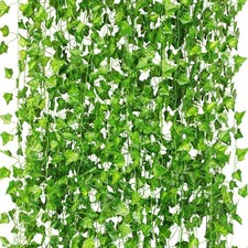 CQURE 12 Pack 84Ft Artificial Ivy Garland Fake Vines UV Resistant Greenery
