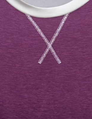 Women's Plus Casual Colorblock Raglan SS Polyester Blend Purple Top Shirt 2XL