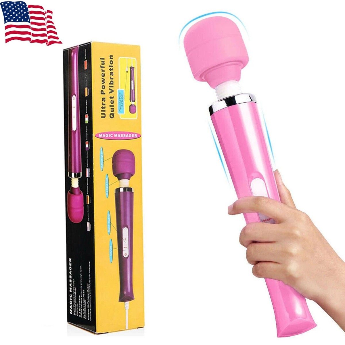 20 Speed Handheld Massager Wand Vibrating Massage Magic Full Body Therapy  Motor | eBay