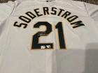 Tyler Soderstrom Oakland Athletics #21 White Signed Baseball Jersey