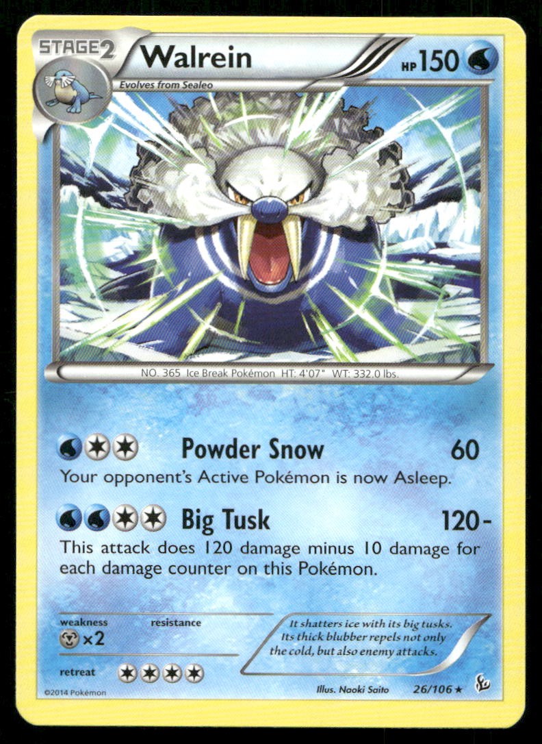 Walrein Rare 26/106 Water XY - Flashfire Naoki Saito NM