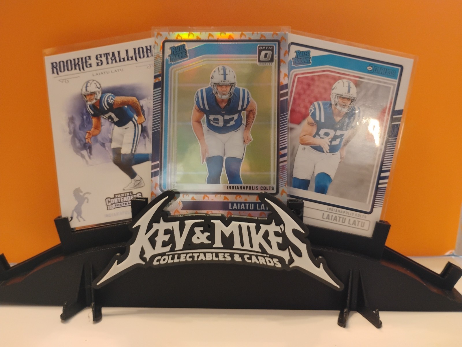 2024 Donruss Optic #267 Laiatu Latu Fire SP PRIZM & Base + Rookie Stallions 🔥