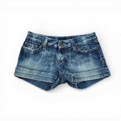 Vintage BKE Low Rise Mini Micro Denim Shorts Women s Size 25 Embroidered Pocket