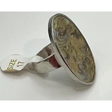 New Oval Abalone Shell Ring Electro Plated Size 5 Statement Ring for Women