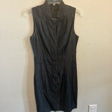 Blue denim dress with button-up front