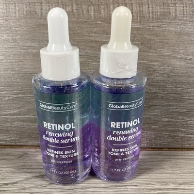Global Beauty Care Retinol Renewing Double Serum with Peptides 1.7oz Lot Of 2