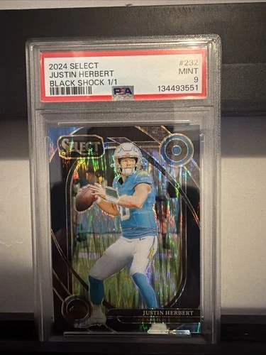 2024 Panini Select Club Level Justin Herbert #232 Black Shock Prizm /1