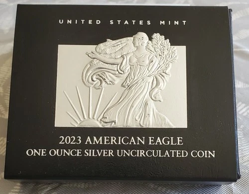 2023 W American Eagle 1 Ounce Silver Uncirculated Coin, US Mint 23EG COA (Box B)