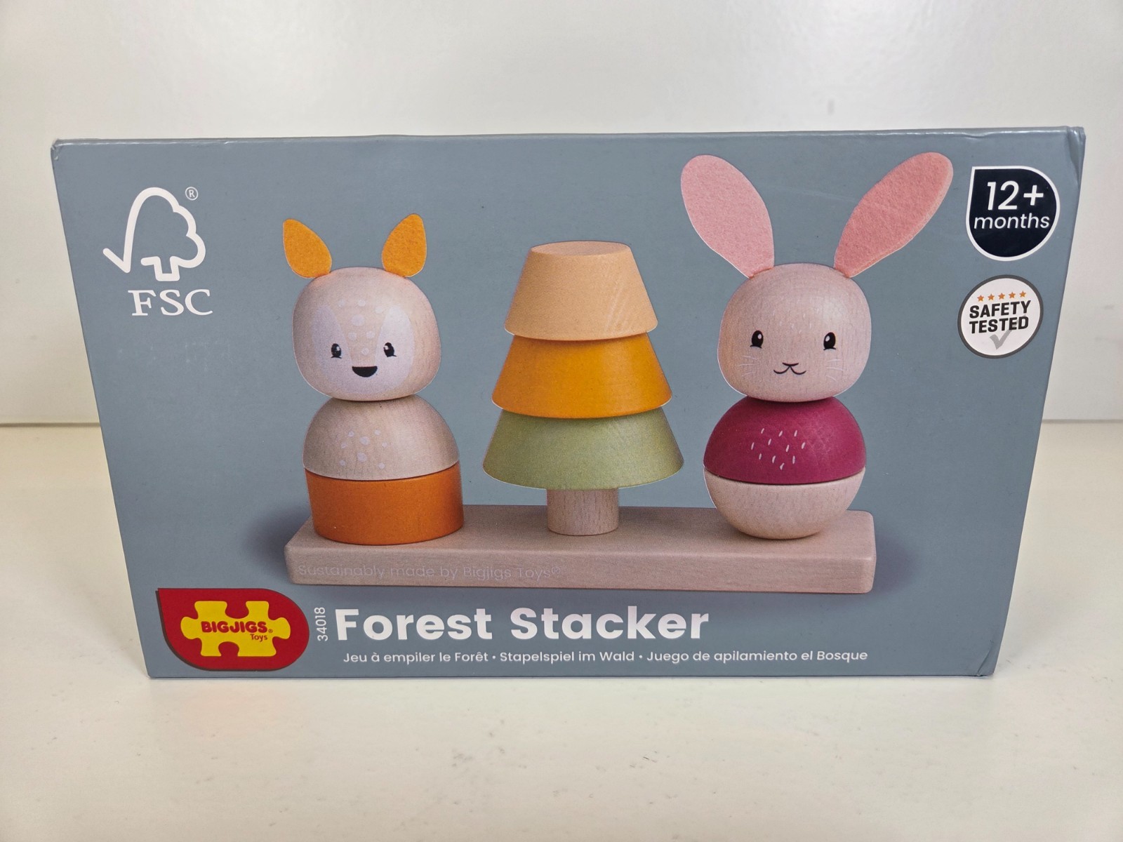 Bigjigs Toys Wooden Forest Stacker Set FSC Rabbit Fox Tree Sustainable Toddler