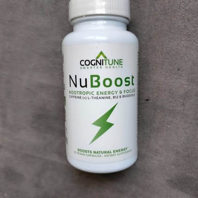 Nu Boost - Natural Caffeine 60 Pills + L-Theanine + Bioperine- Jitter Exp. 10.26