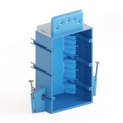 3-Gang Blue PVC Switch Outlet Wall Box 44 Cubic Inch Capacity Electrical Recept