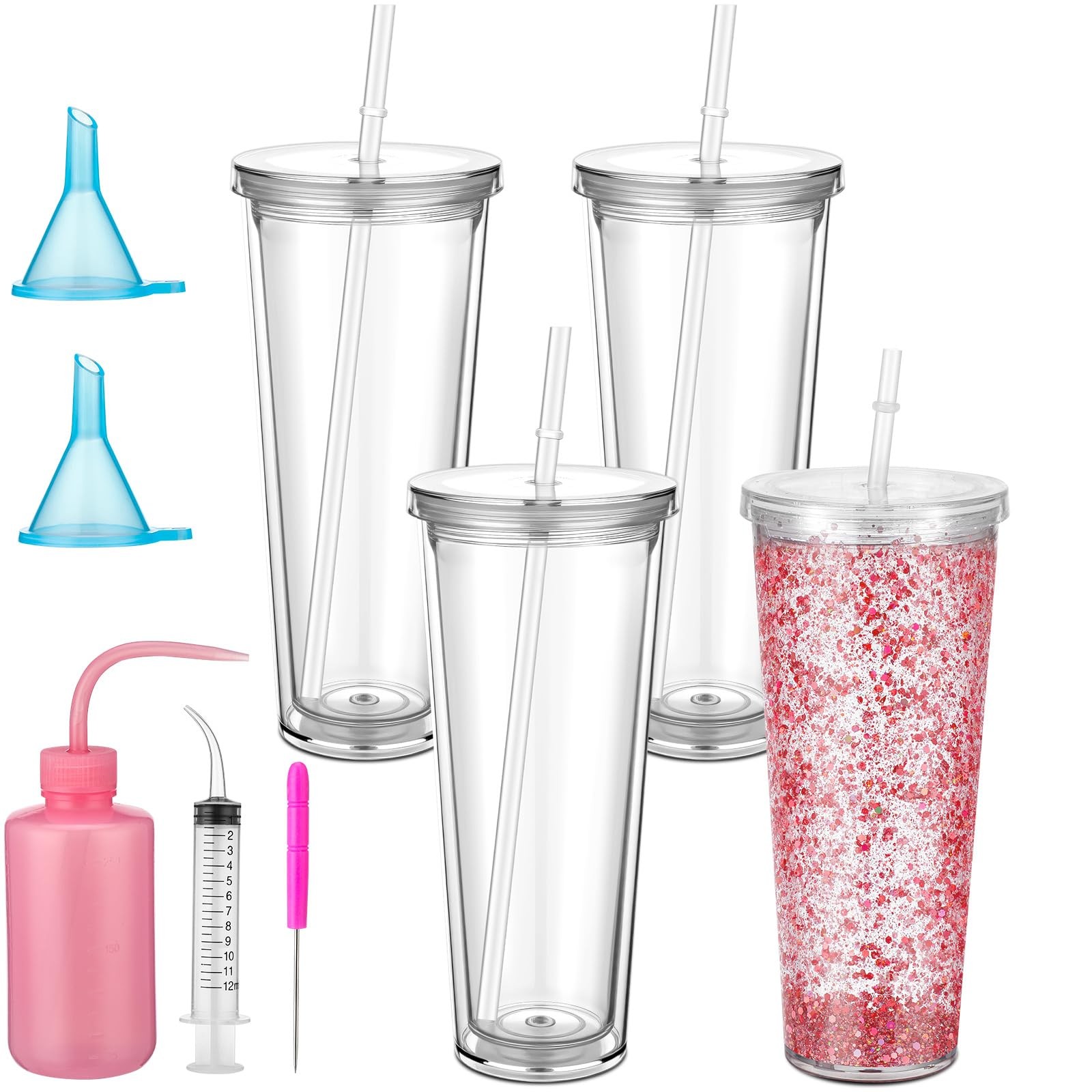 9 Pcs Snow Globe Tumbler Supplies Plastic Snow Globe Cup wit