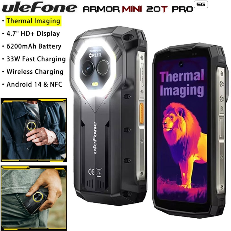 5G Ulefone ARMOR MINI 20T PRO Android 14 Rugged Smartphone Thermal lmaging  256GB