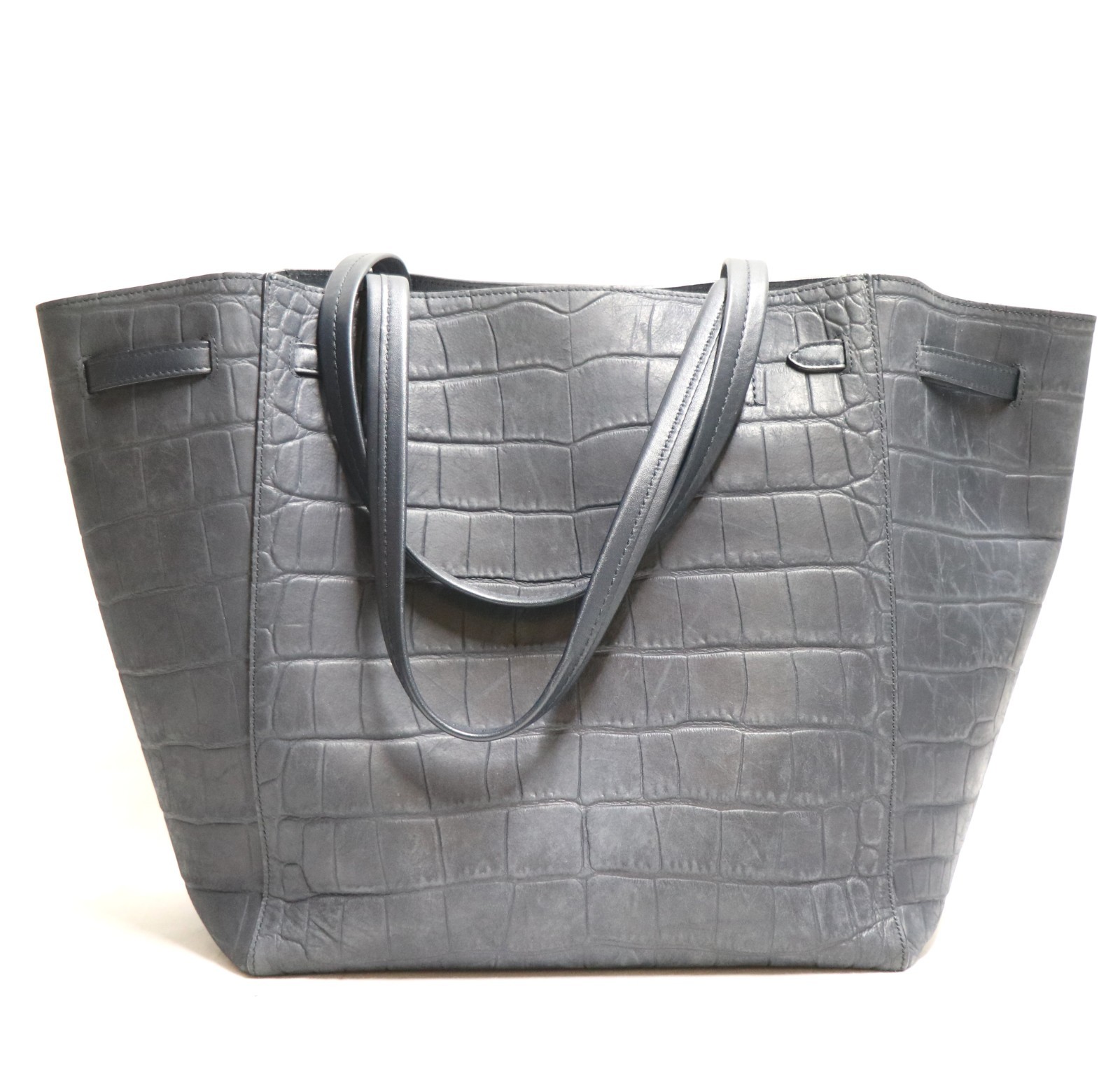 CELINE Phantom Tie Cabas Tote Crocodile Embossed Leather Handbag