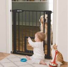 Baby Pet Safety Gate with Pet Door No Drill Walk Thru Auto Close 29.7-45.2"x 30"