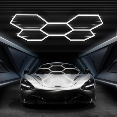 Hexagon LED Garage Lights - 5-Panel Gym Lighting, Energy-Efficient, Bright Illum