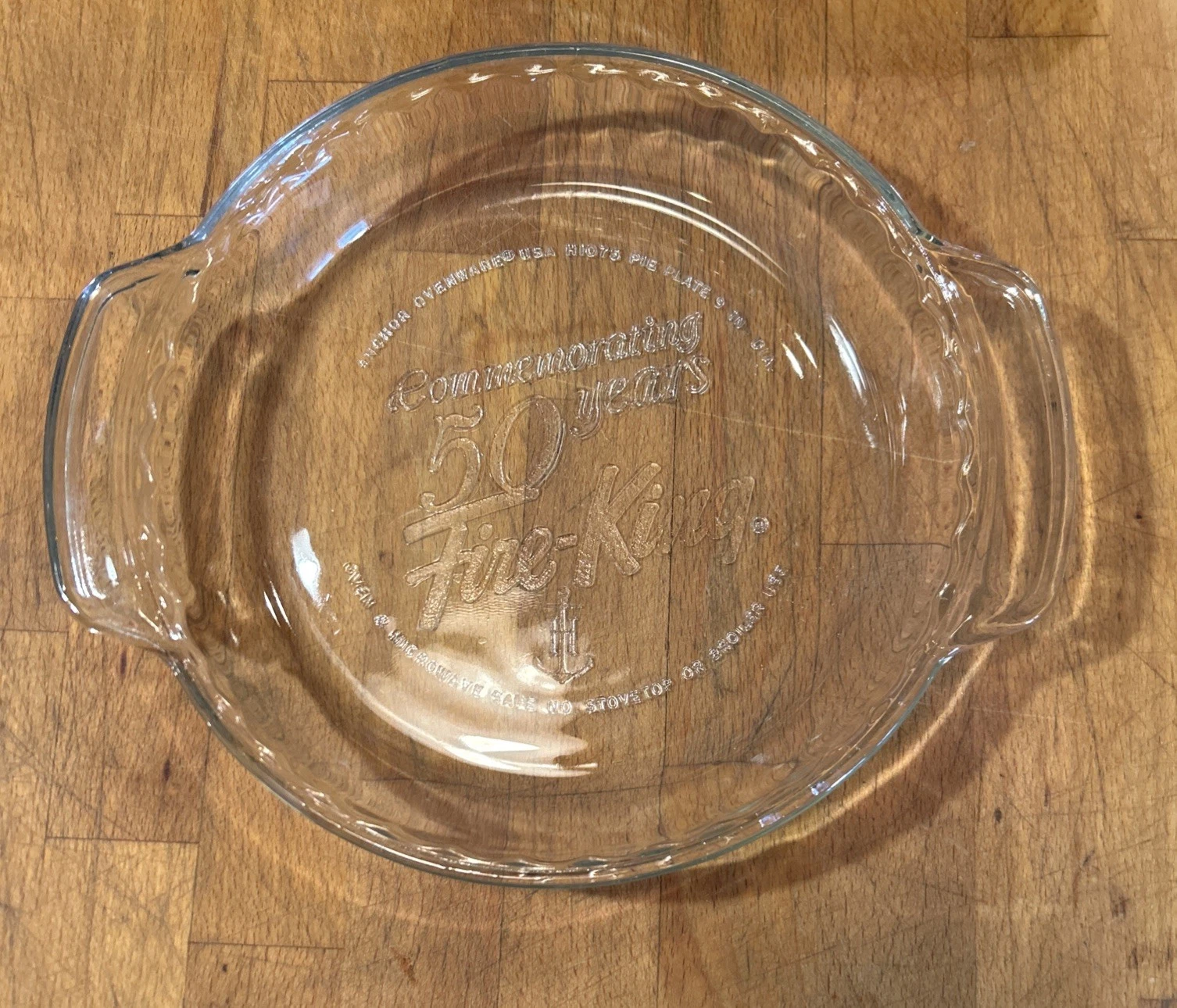 Fire King 50 Years Anniversary Glass 9" Inch Pie Baking Plate Dish Pan H-1075