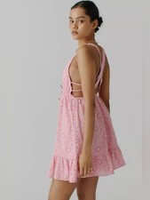 NWT Urban Outfitters Hansel Printed Strappy-Back Mini Dress Sz L
